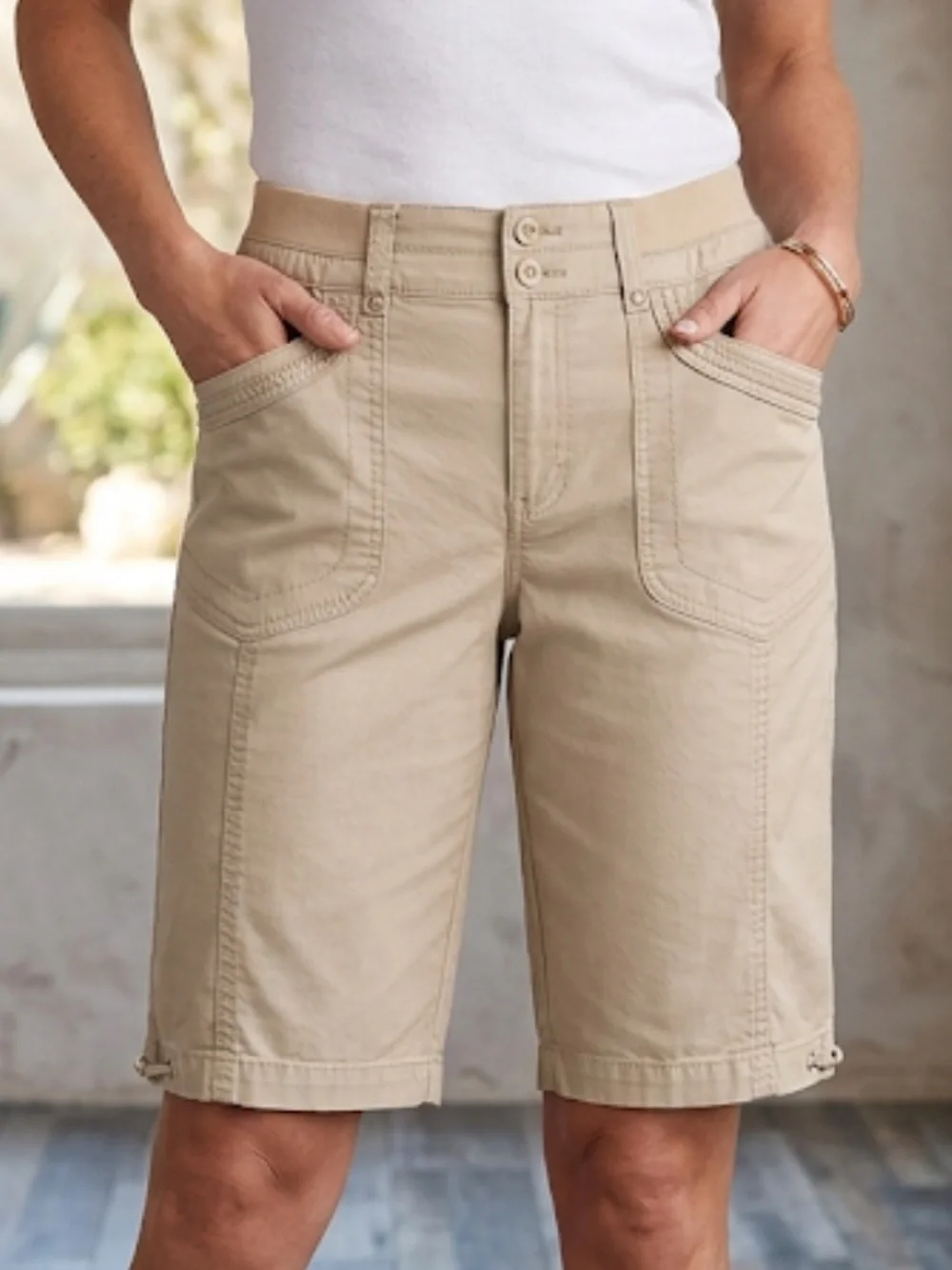 Gloria Vanderbilt Women's Beige Bermuda Shorts